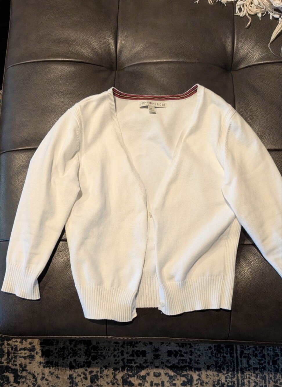 Tommy Hilfiger White Cotton Cardigan, Size M